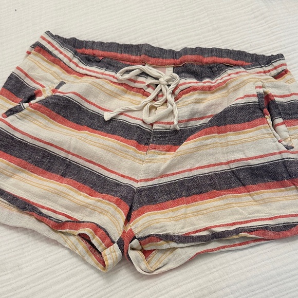 Quiksilver Women's Striped Athletic Shorts - Red, Yellow, Gray - Picture 1 of 4